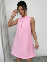 Women's Elegant Ruffled Collar Sleeveless A-Line Short Dress, Delicate Pink, Suitable For Valentine's Day, Spring/Summer